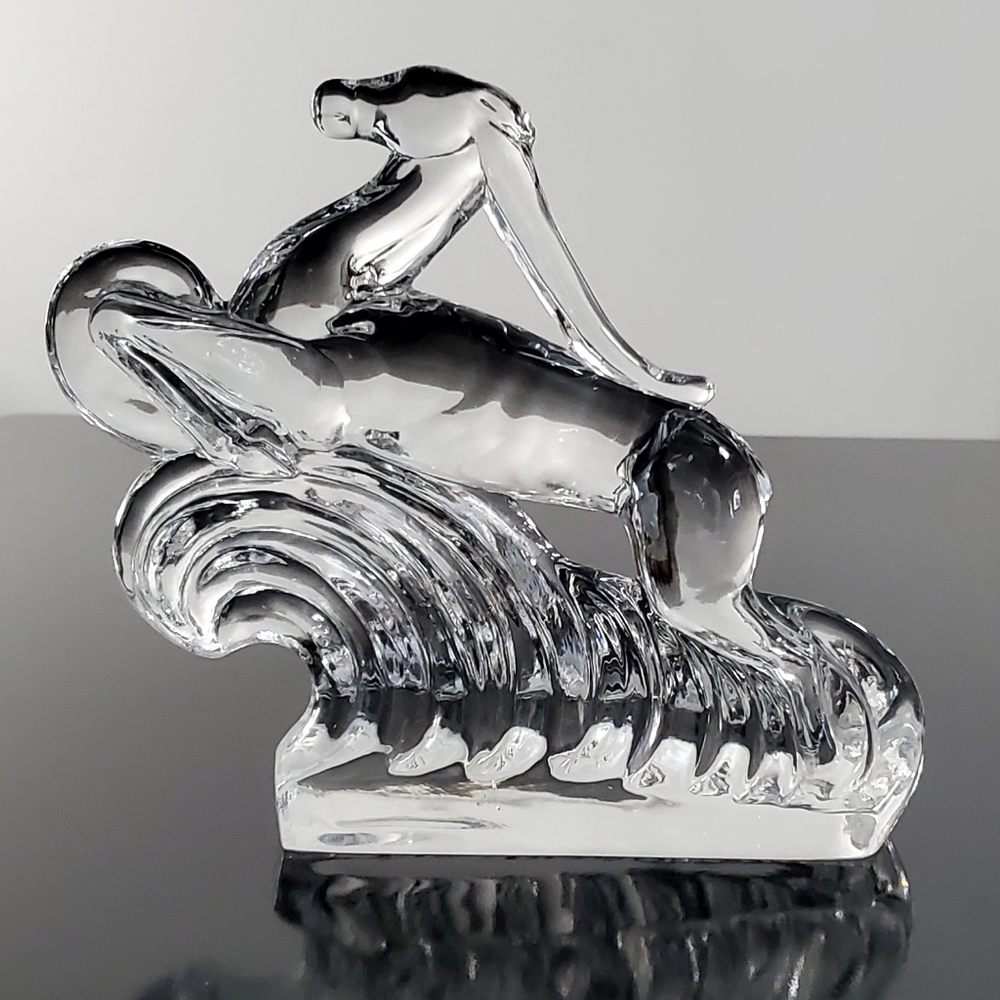 1933 Steuben Crystal Jumping Gazelle 6 1/2" Tall x 7" Modern Art Statue